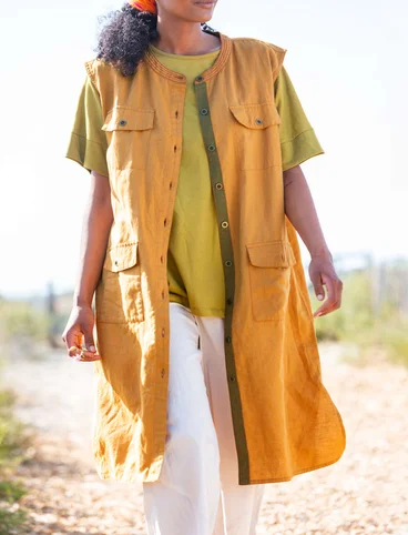 Robe tissée "Safari" en coton biologique/lin - sienne brûlée