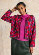 “Hillevi” floral cardigan in organic/recycled cotton - aubergine