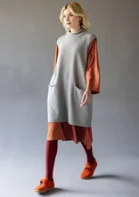 Textured-knit tunic in organic cotton/wool - grey/melange