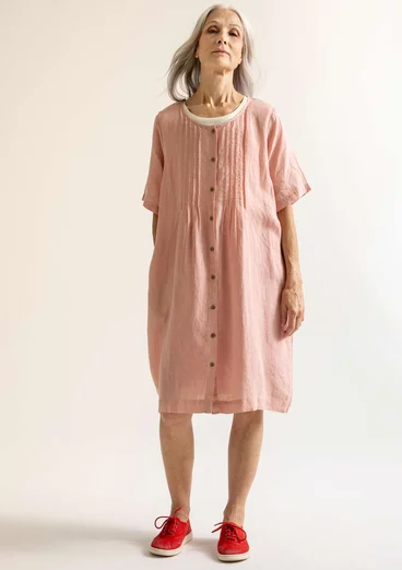 “Seraj” woven dress in linen - pink marble