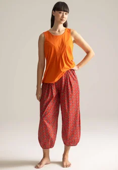 “Amina” woven pants in organic cotton - cherry