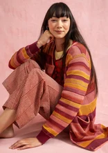 “Andromeda” long cardigan in organic/recycled cotton - rhubarb