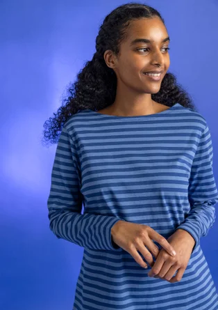 Essential striped top in organic cotton - indigo blue/flax blue