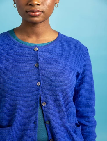 Linen/recycled cotton cardigan - brilliant blue