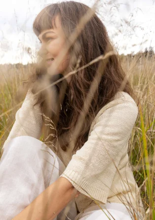 Linen/organic cotton sweater - light sand