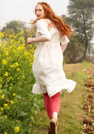 Kleid „Blombukett“ aus Leinengewebe - ungebleicht