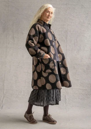 “Stone” woven coat in a wool blend  - black