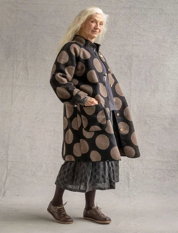 “Stone” coat in a woven wool blend  - black