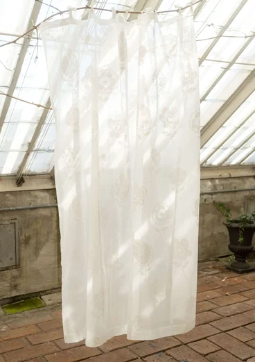 “Tulipanaros” short curtain in organic cotton - white