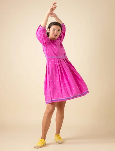 Woven patterned “Signe” dress in organic cotton - wild rose