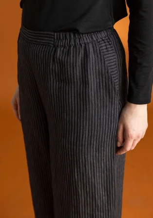 “Asta” woven linen trousers - black/striped