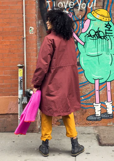 Parka "Madison" en coton biologique avec veste sans manches détachable - rouge betterave