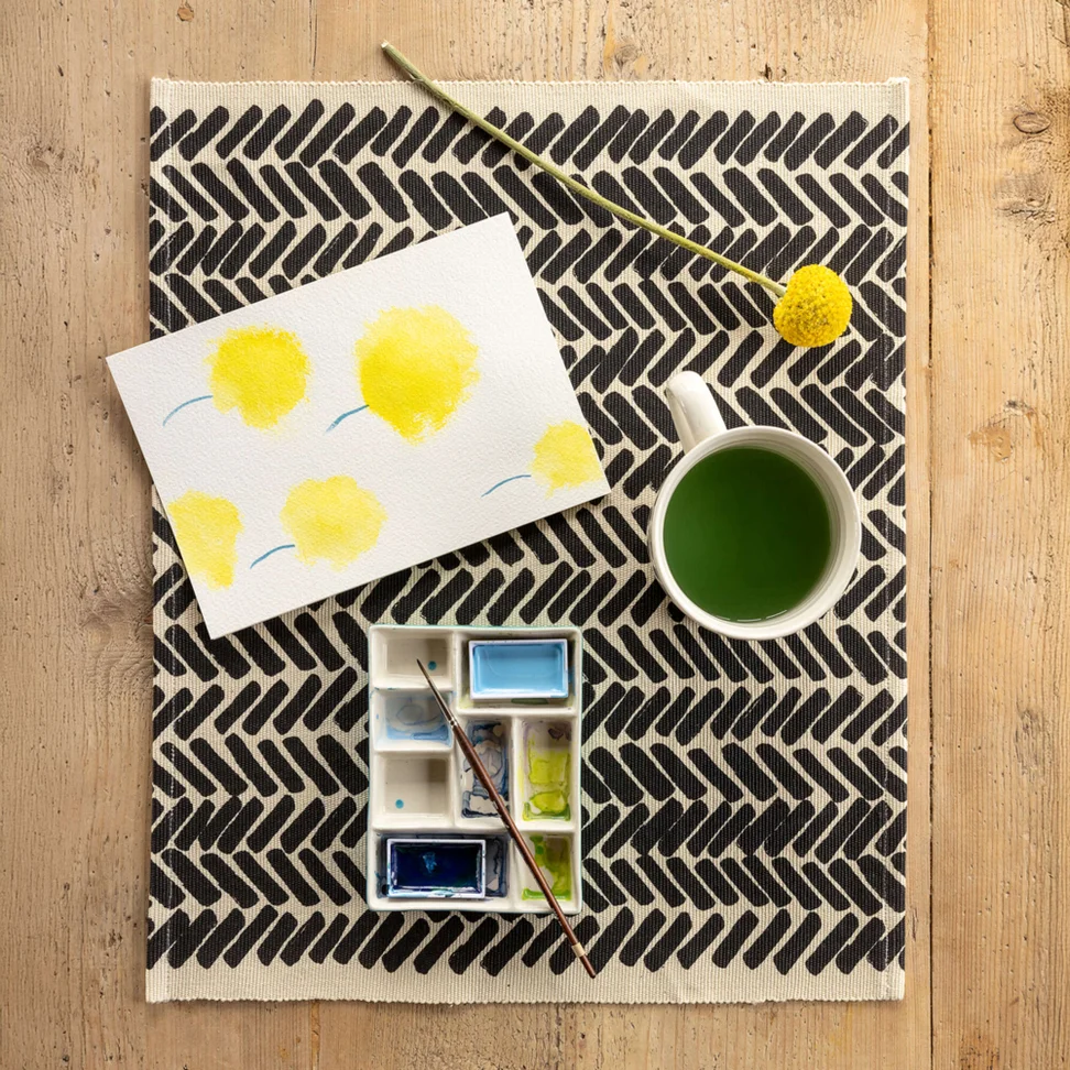 “Play” place mat in organic cotton - black