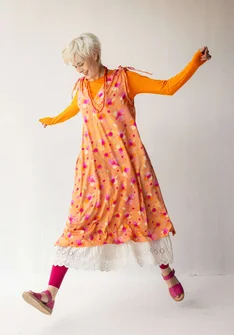 “Bubble” organic cotton/modal dress - papaya