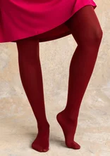 Solid-colour tights made from recycled polyamide - dark agate red