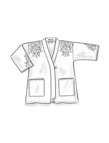 Veste kimono en coton biologique/lin - pétrole foncé