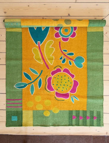 “Flowers” embroidered organic cotton rug - cicada