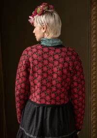 “Anemone” cardigan in organic wool - cranberry