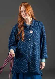 “Olivia” woven organic cotton shirt - ink blue/patterned