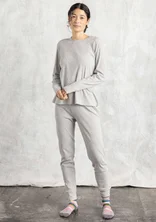 Jersey leggings in organic ribbed cotton - grey melange
