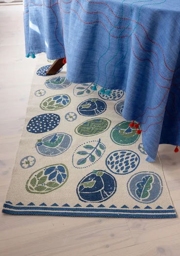 Tapis de couloir « Nest » en coton biologique - bleu lin