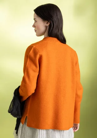 Knit blazer in felted organic wool - burnt orange