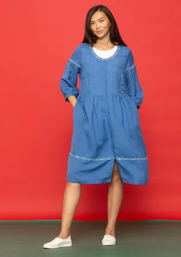 “Margit” woven linen/modal dress - arctic blue