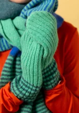 “Stripe” mittens in an alpaca blend - lotus green