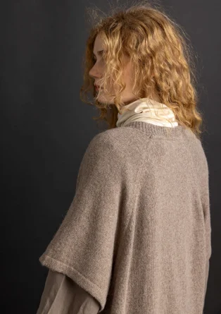 Long cardigan in alpaca blend - dark natural/melange