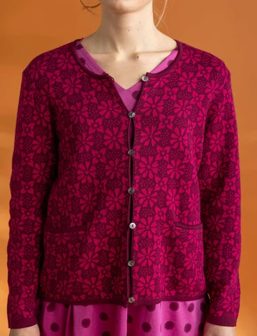 “Freja” cardigan in organic/recycled cotton - purple red