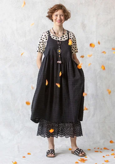 Woven dress in organic cotton - black