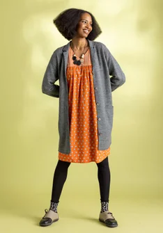 Knit long blazer in felted organic wool - graphite