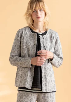 “Hazel�” jersey cardigan in organic cotton/spandex - light grey