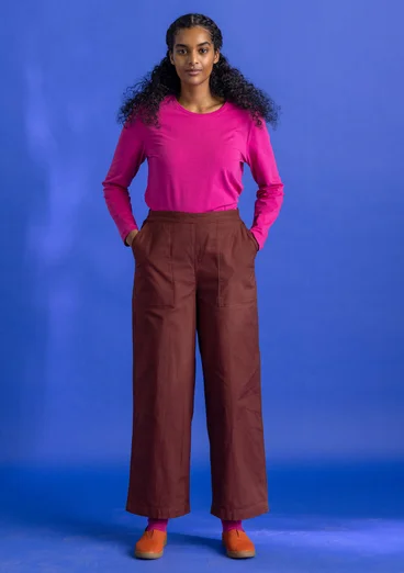 Pantalon tissé en twill de coton biologique - rouge betterave