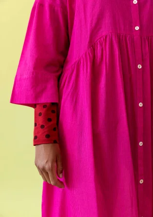 “Agnes” woven dress in organic cotton - pink begonia/patterned