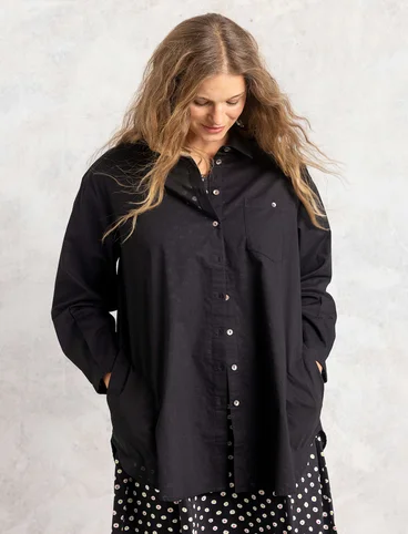 Oversized “Hi” shirt in woven organic cotton - black