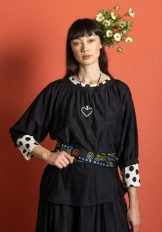 Blouse van katoen/zijde - zwart