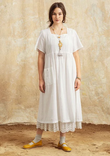 Woven “Tania” dress in organic cotton - light ecru