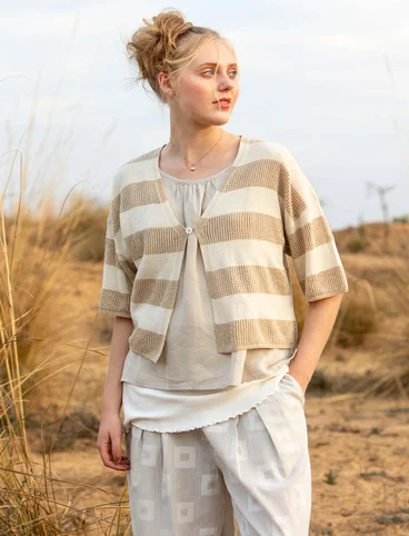 Cardigan in linen/recycled cotton - feather/natural