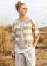 Cardigan in linen/recycled cotton. (feather/natural S)