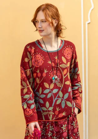 �“Nyponros” organic/recycled cotton knit sweater - agate red