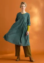 Vevd kjole «Hedda» i økologisk bomull - opalgrønn