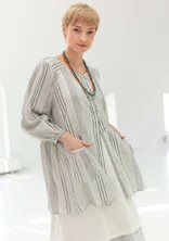 “Thea” woven organic cotton dobby smock blouse - ecru