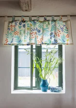 ��“Olives” organic cotton curtain valance - sea blue