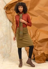 “Sylvi” rib-knit scarf in organic cotton/wool - dark olive