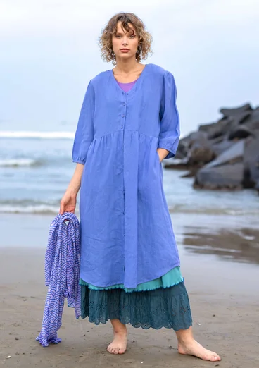 Vävd klänning i lin - blå lotus
