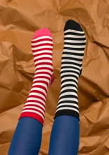 Striped socks in organic cotton - black