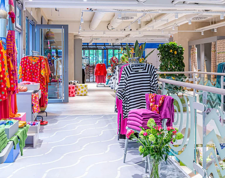 A picture from inside Gudrun Sjödén’s store on Reichenbachstraße in Munich.  