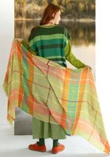 “Evania” woven shawl in wool - avocado