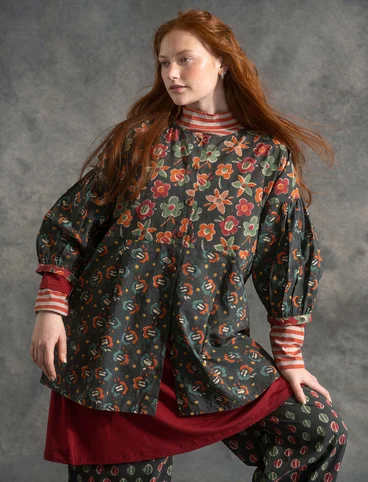 “Sunita” blouse in woven organic cotton fabric - agave